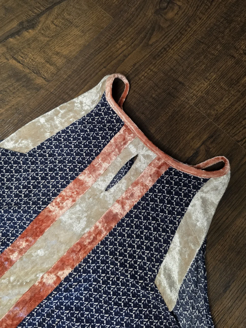 THML Navy Printed Tank with Coral & Cream Velvet Panels - Picture 8 of 8
